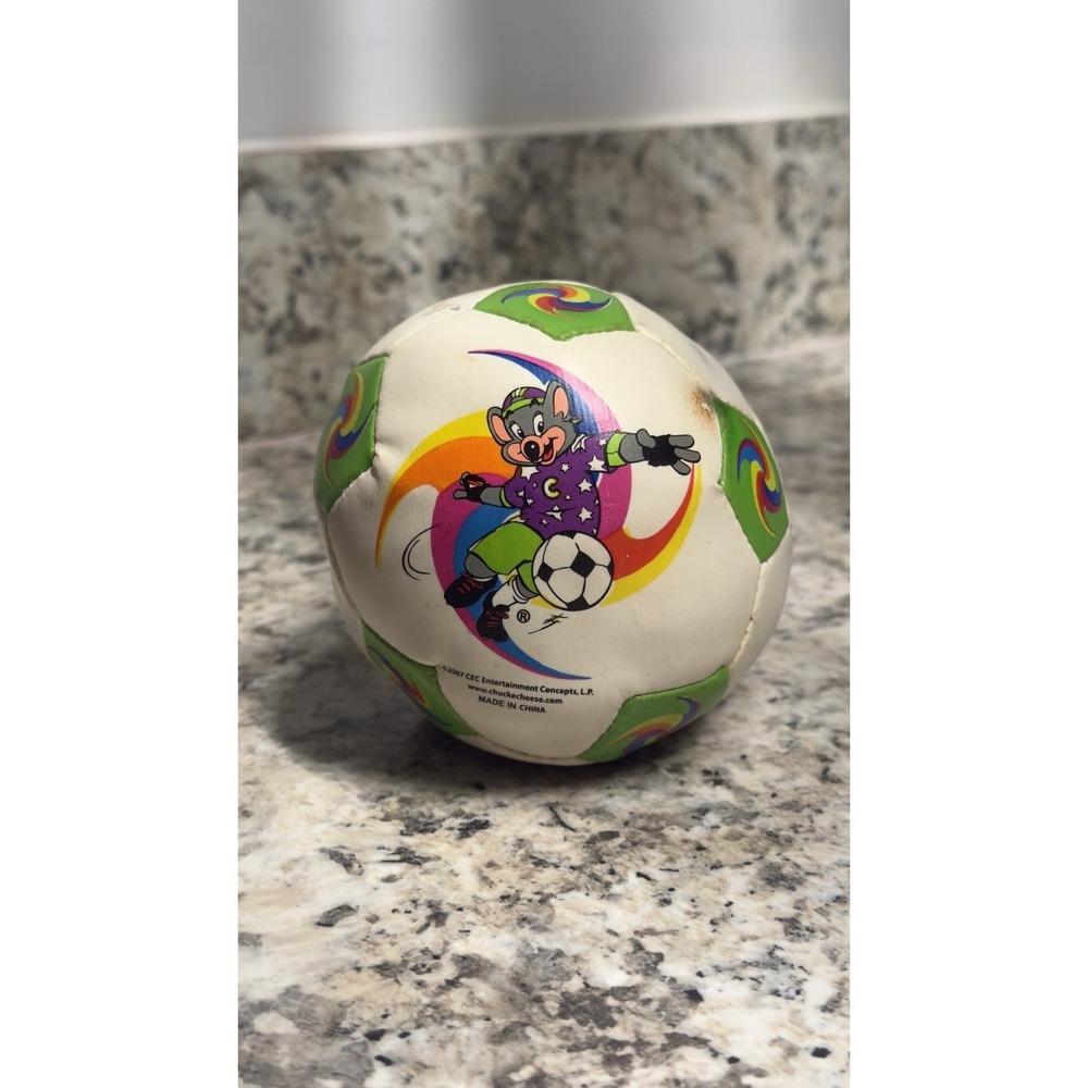 2007 Chuck‎ E Cheese Soft Plush Mini Soccer Ball Vintage Rare World Cup